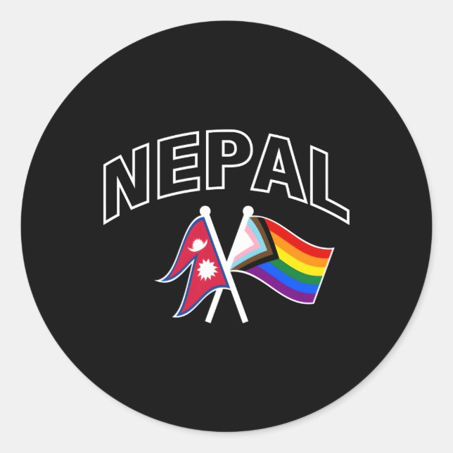 Nepal Rainbow Pride Flag Proud Nepali Classic Round Sticker (Front)
