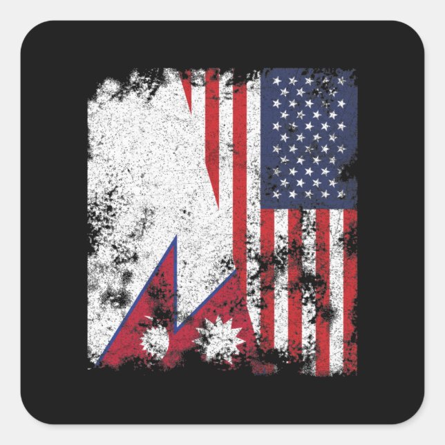 Nepal USA Flag - Half American Square Sticker (Front)