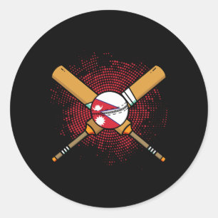 Nepalese Cricket Racket And Ll Flag Of Nepal Classic Round Sticker