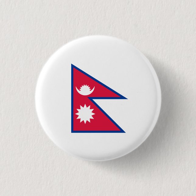 Nepalese Flag, Flag of Nepal 1 Inch Round Button (Front)