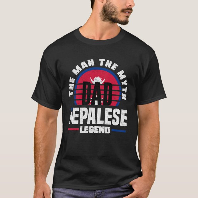 Nepalese Nepal Nepalese Flag Fathers Day T-Shirt (Front)