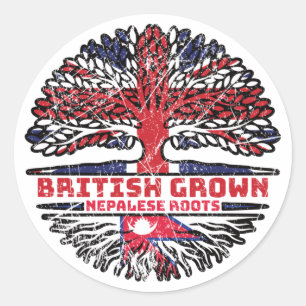 Nepalese Nepal Uk United Kingdom British Tree Classic Round Sticker