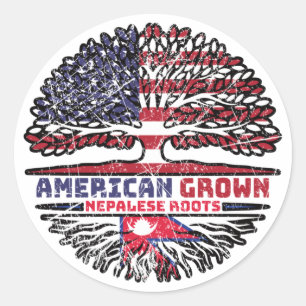 Nepalese Nepal US American USA United States Tree Classic Round Sticker