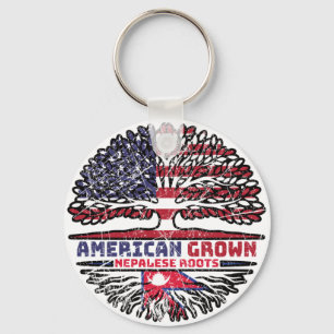 Nepalese Nepal US American USA United States Tree Keychain
