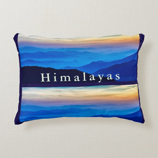 Nepalese Sunset in Nice Colours over the Mountains Accent Pillow (Front)