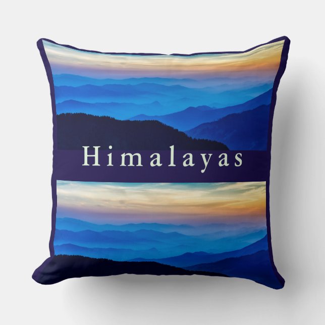Nepalese Sunset in Nice Colours over the Mountains Throw Pillow (Front)