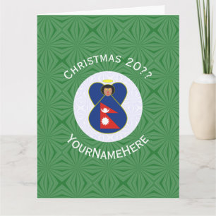 Nepali Angel Christmas Flag Personalized Card