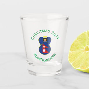 Nepali Angel Christmas Flag Personalized Shot Glass