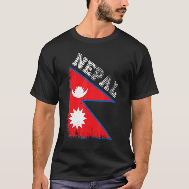 Nepali Flag Tourist Holiday Destination Nepal Flag T-Shirt (Front)