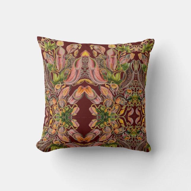 Nepenthes Melamphora - Art Forms of Nature Throw Pillow (Front)