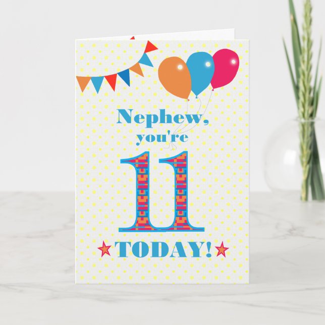 Nephew 11e Anniversaire Carte Ballons Bunting (Devant)