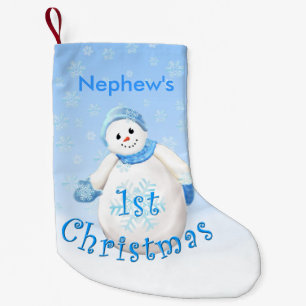 Nephew 1st Christmas Snowman Small Christmas Stocking