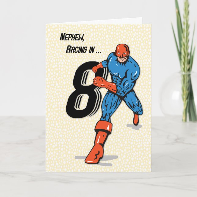Nephew 8th Birthday Superhero Card (Front)