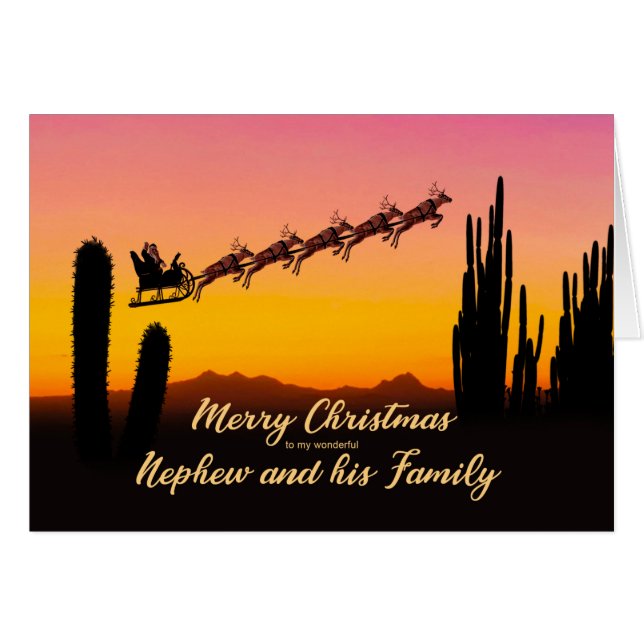 Nephew and Family Christmas Santa Over Desert (Front Horizontal)