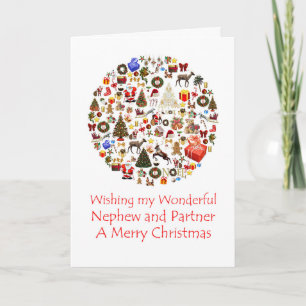 Nephew and his Partner Circle of Christmas Holiday Card