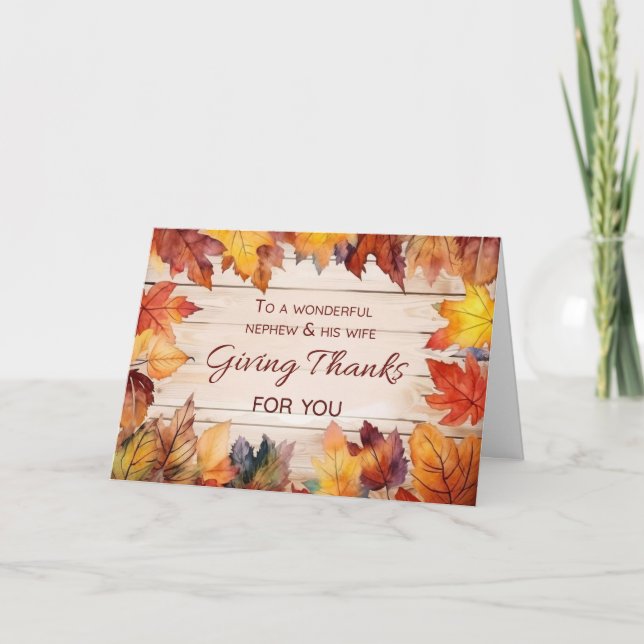 Nephew and His Wife Thanksgiving Giving Thanks Card (Front)