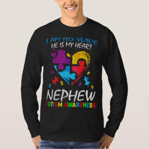 Nephew Autism Awareness His Voice My Heart Puzzle T-Shirt