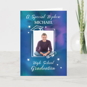 Nephew Custom Photo Name High School Graduation Card