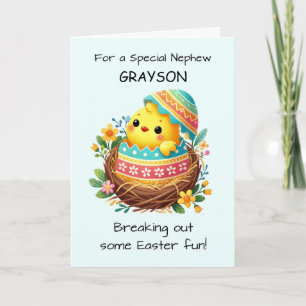 Nephew Easter Chick Breaking Out Of Shell Card