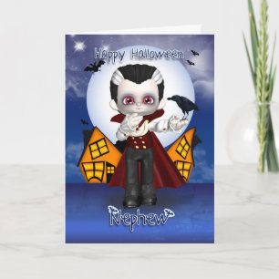 nephew fun vampire halloween greeting card