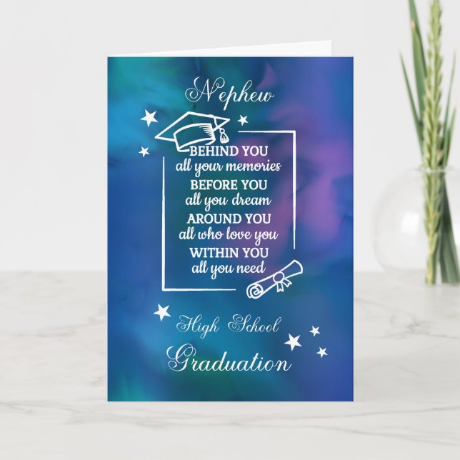 Nephew High School Graduation Quote Watercolor Card (Front)