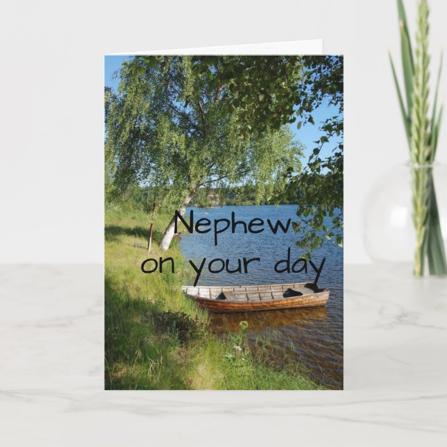 "NEPHEW" IS WISHED "A DAY AT THE LAKE  CARD (Front)