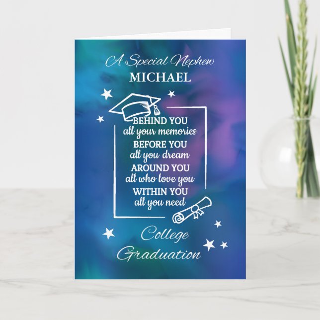 Nephew Personalize College Graduation Quote Card (Front)