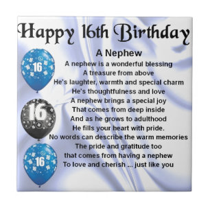 Nephew Poem  -  16th Birthday Tile
