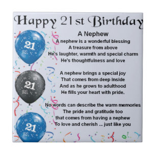 Nephew Poem  -  21st Birthday Tile
