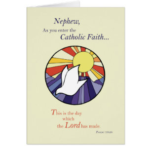 Nephew RCIA Catholic Dove Sun Circle, Rite of Chri