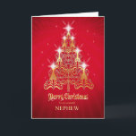 Nephew, Stylized Christmas tree Christmas card<br><div class="desc">A beautiful non-religious,  Christmas card that you will be proud to send. A representation of a golden Christmas tree alight with glowing candles. A Christmas card to send to your nephew.</div>