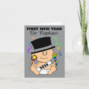Nephew's First New Year 2026 Confetti Holiday Card