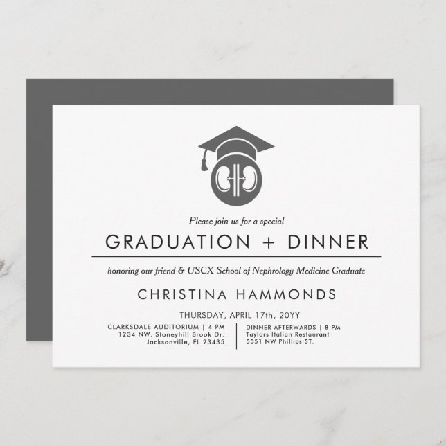Nephrologist Graduation | Minimalist Invitation (Front/Back)