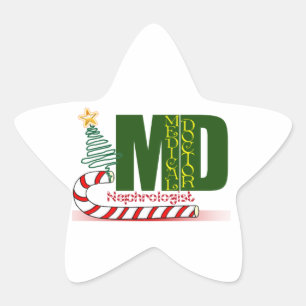 Nephrologist MERRY CHRISTMAS DOCTOR Star Sticker