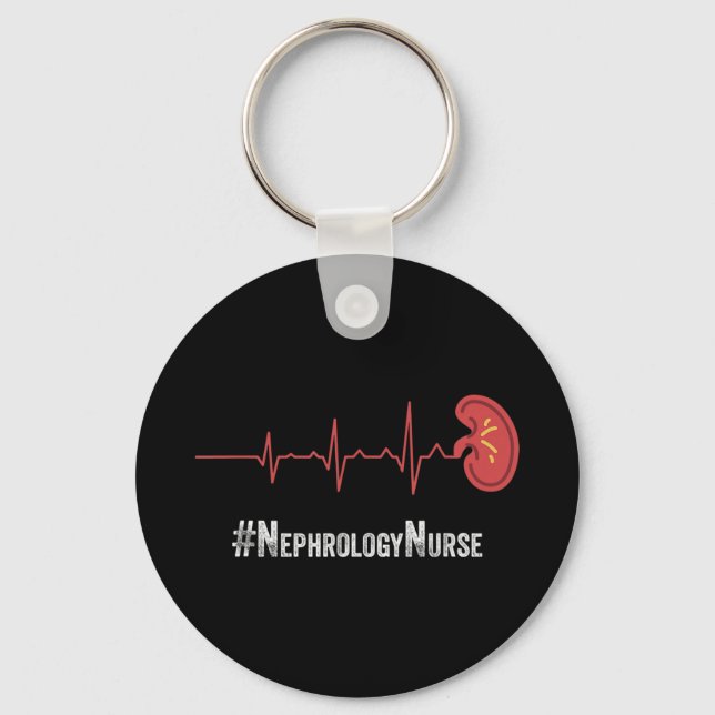Nephrology Nurse Heartbeat Dialysis Nursing RN Thi Keychain (Front)