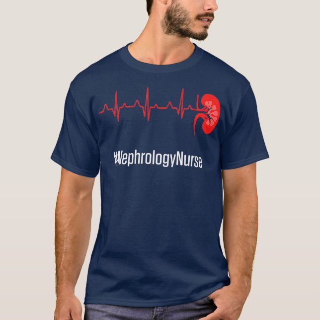 Nephrology Nurse Heartbeat Dialysis Nursing T-Shirt (Front)