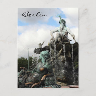 neptunbrunnen fountain postcard
