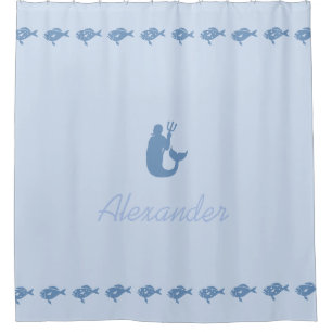Neptune and Fish Blue Maritime Symbols with Name