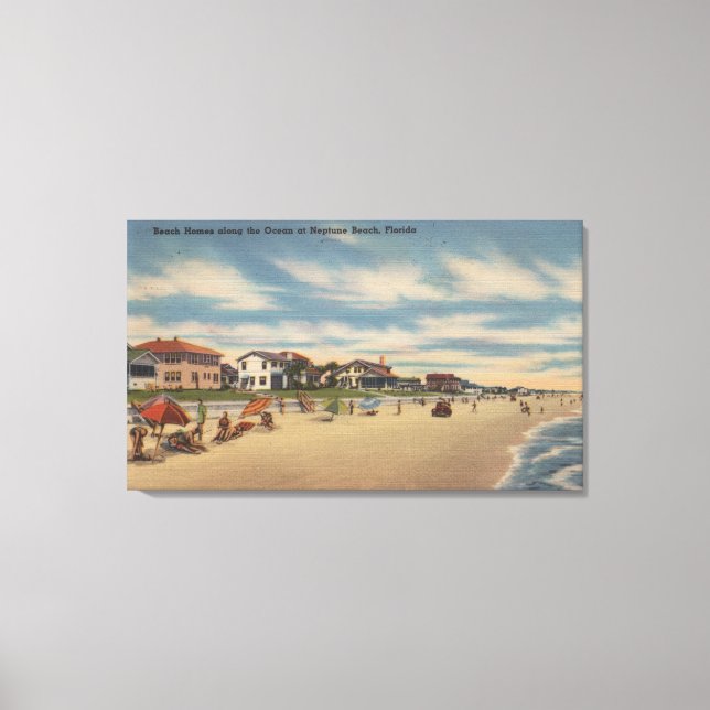 Neptune Beach, FL - View of Ocean Front Homes Canvas Print (Front)