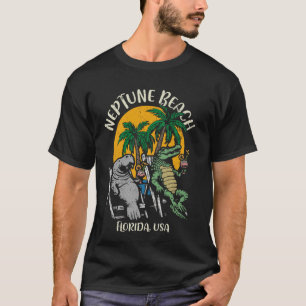 Neptune Beach Florida USA Funny Manatee Alligator  T-Shirt