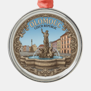 Neptune Fountain, Dolní náměstí, Olomouc Souvenir Metal Ornament
