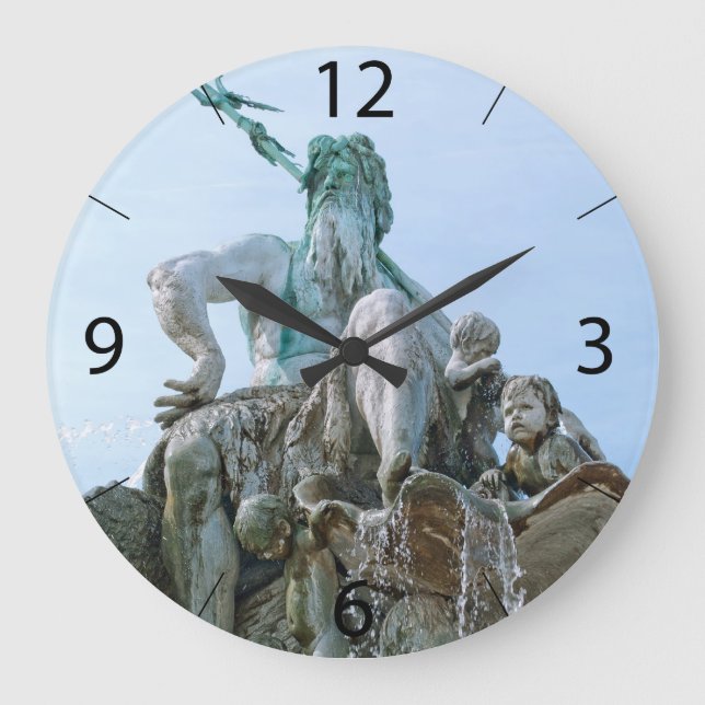 Neptune Fountain in Berlin Large Clock (Front)