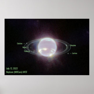 Neptune James Webb Photo NIRCam Image Green Text Poster