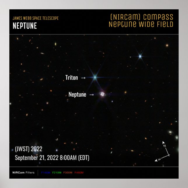 Neptune NIRCam Compass James Webb Telescope JWST Poster (Front)