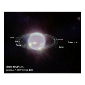 Neptune NIRCam Labelled Photo James Webb Telescope Poster