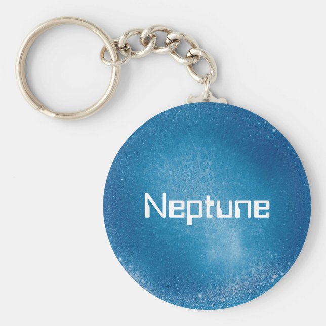 Neptune Planet in Medium Blue Keychain (Front)