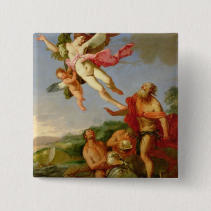Neptune Pursuing Coronis, 1665-70 (oil on canvas) 2 Inch Square Button
