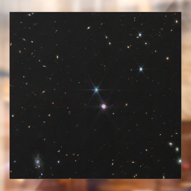 Neptune Ring System hundreds of galaxies Webb Window Cling (Sheet 2)