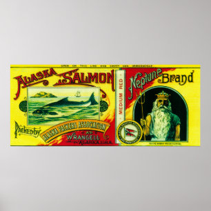 Neptune Salmon Can LabelWrangell, AK Poster