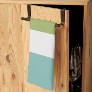 Neptune, Seashell, Green and Navy Stripes  Kitchen Towel